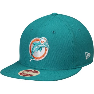 Men's Miami Dolphins New Era Aqua Original Vintage 9FIFTY Adjustable Snapback Hat 2752246